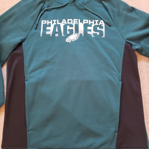 Philadelphia Eagles NFL Team Apparel Sz Medium Mens Green Spellout Hoodie Pocket - Picture 2 of 5